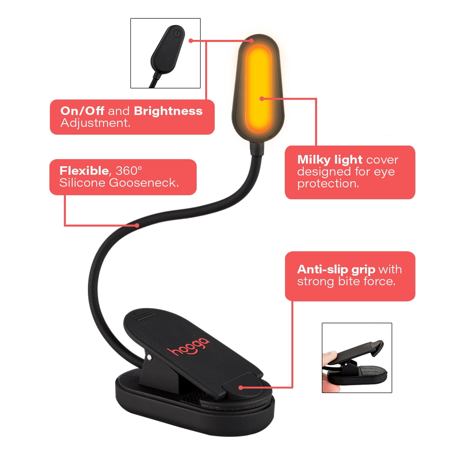 amber clip on reading light