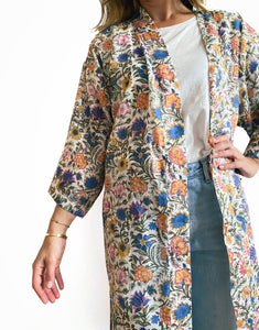 LAST PIECE | Kimono | White, blue, pink & yellow flowers