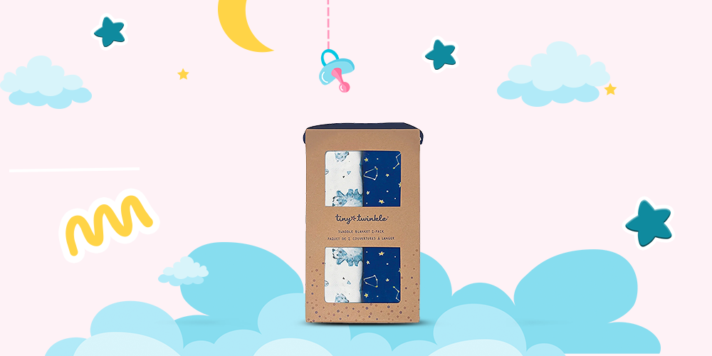 Tiny Twinkle - Kaffle™ Swaddle Blanket 2 Pack - Bear & Constellations Set