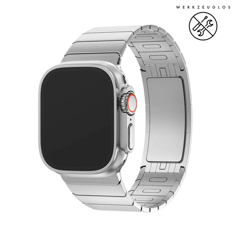 Armband für Apple Watch Edelstahl Silber Gliederarmband