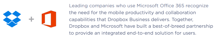 Dropbox Business and Microsoft Office 365 O365 Australia