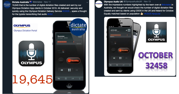 Olympus UK twitter ODDS dictation App file numbers