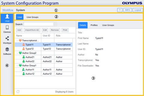 Olympus WebSCP User Interface