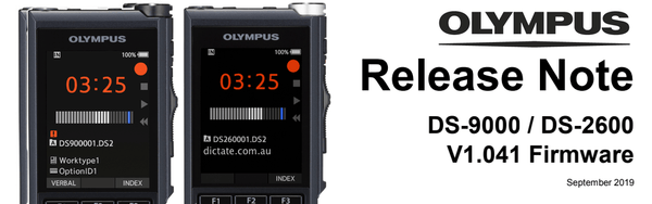 Olympus DS-9000 and DS-2600 firmware update v1.041 released