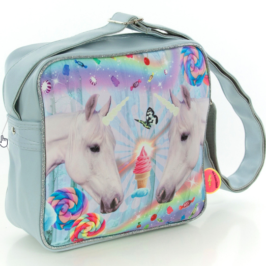 Square Bag: Unicorns - Gray Blue