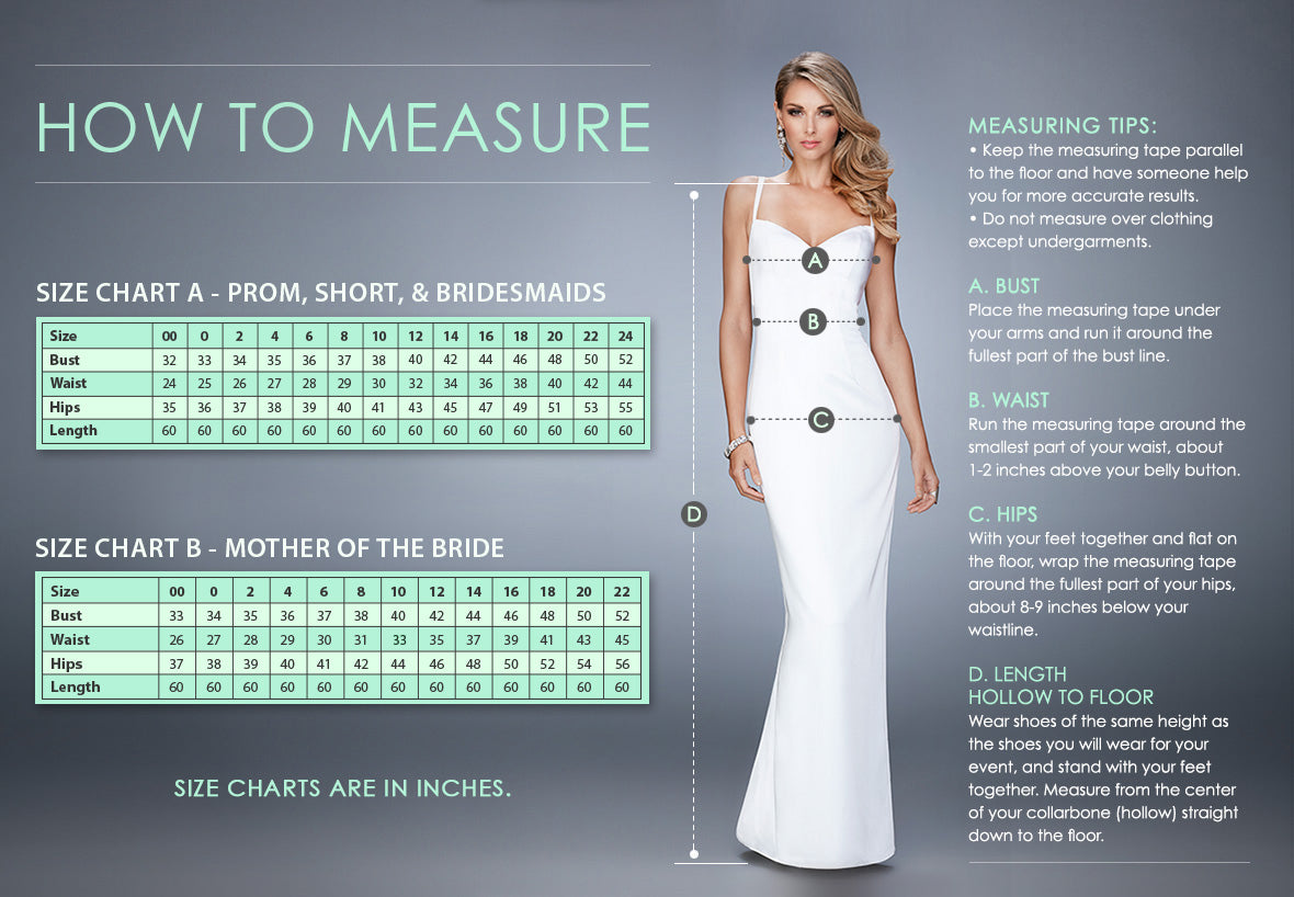 La Femme Prom Dresses Size Chart