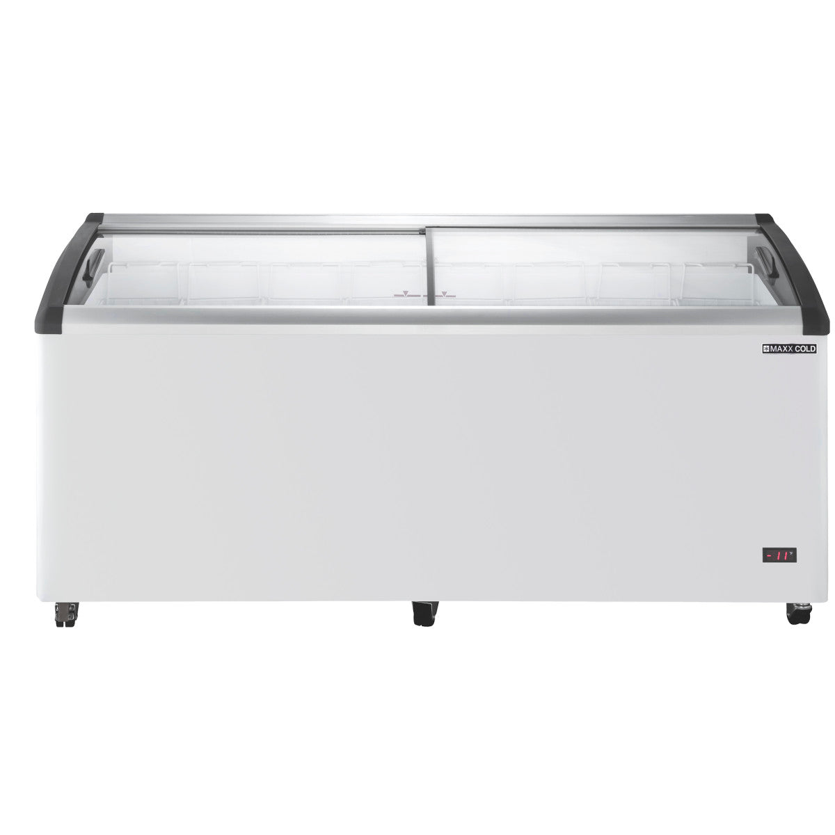 Maxx Cold X-Series Curved Glass Top Mobile Ice Cream Display Freezer