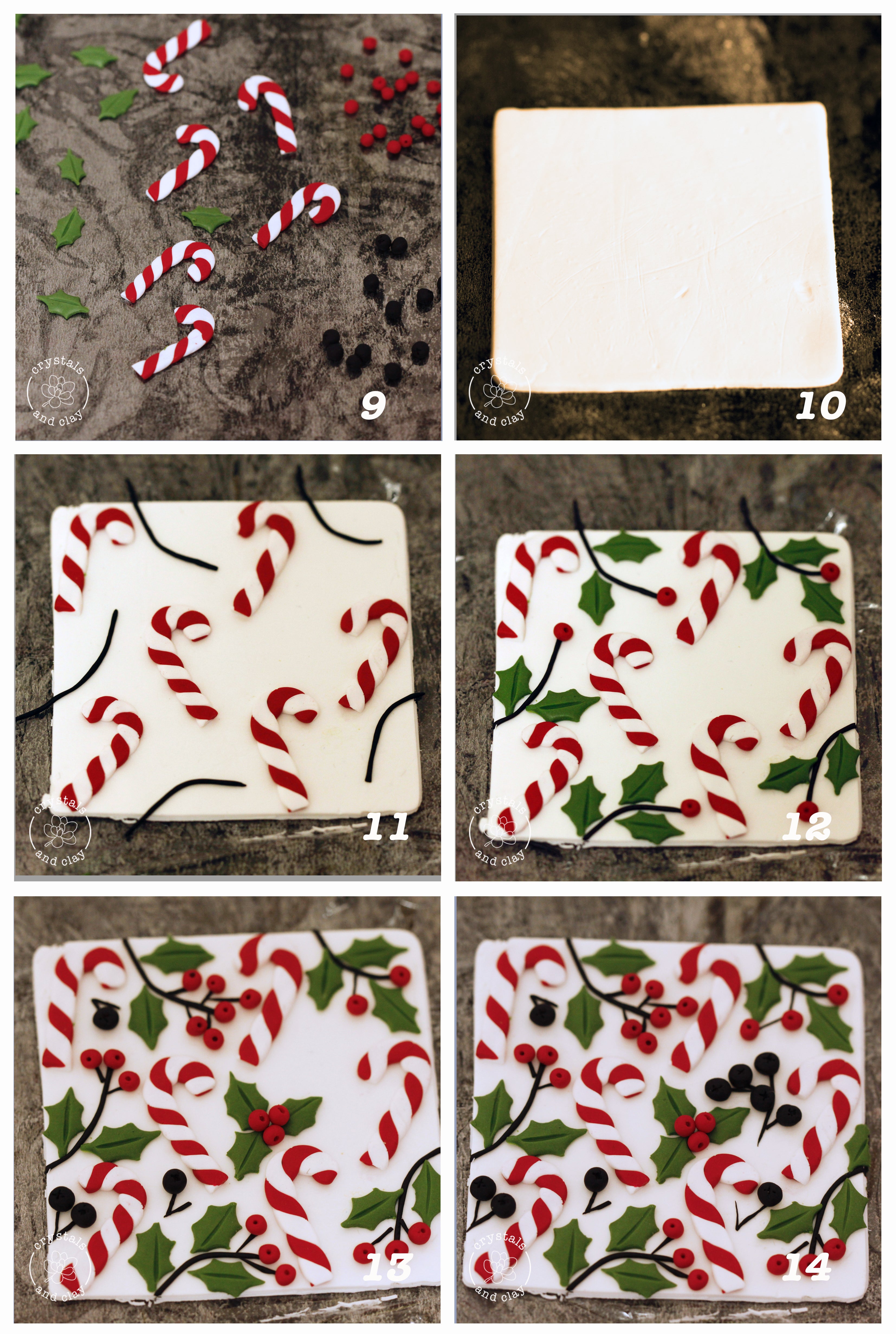 how to make Christmas theme polymer clay slab