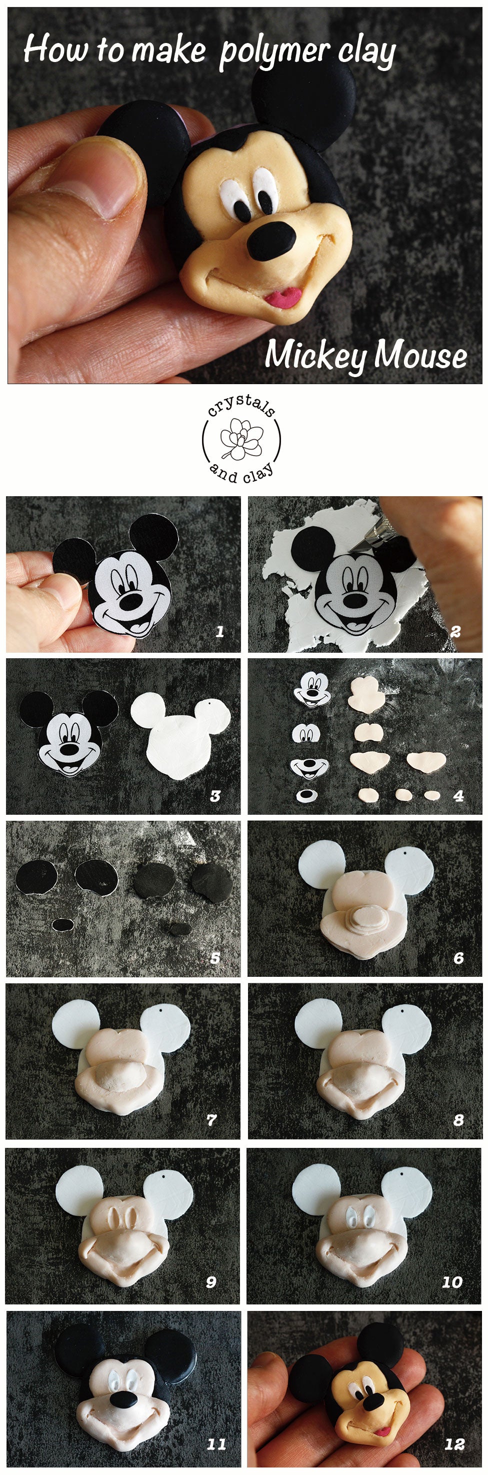 how to make polymer clay Mickey mouse