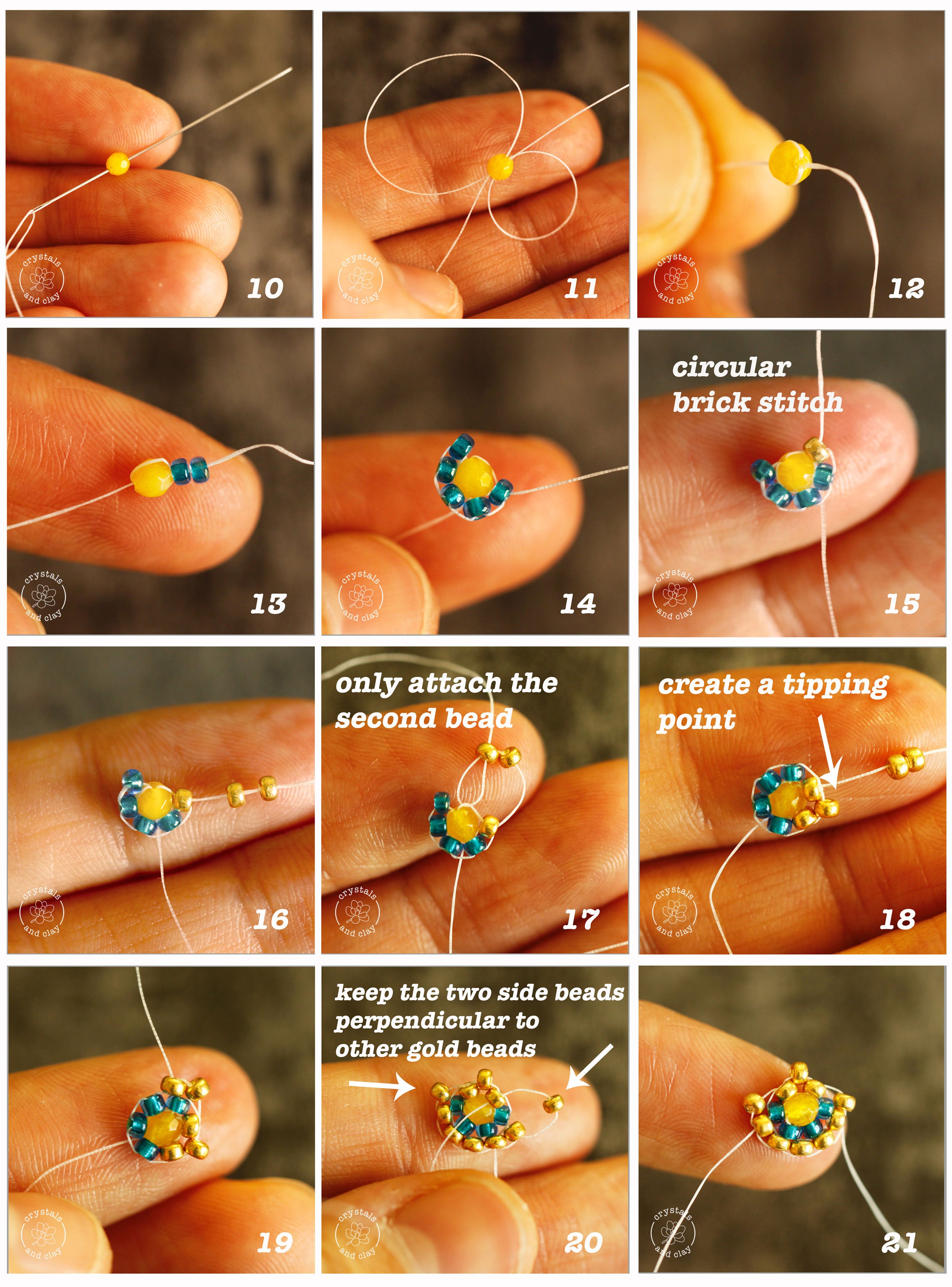 how to make small beaded fan using circular brick stitch
