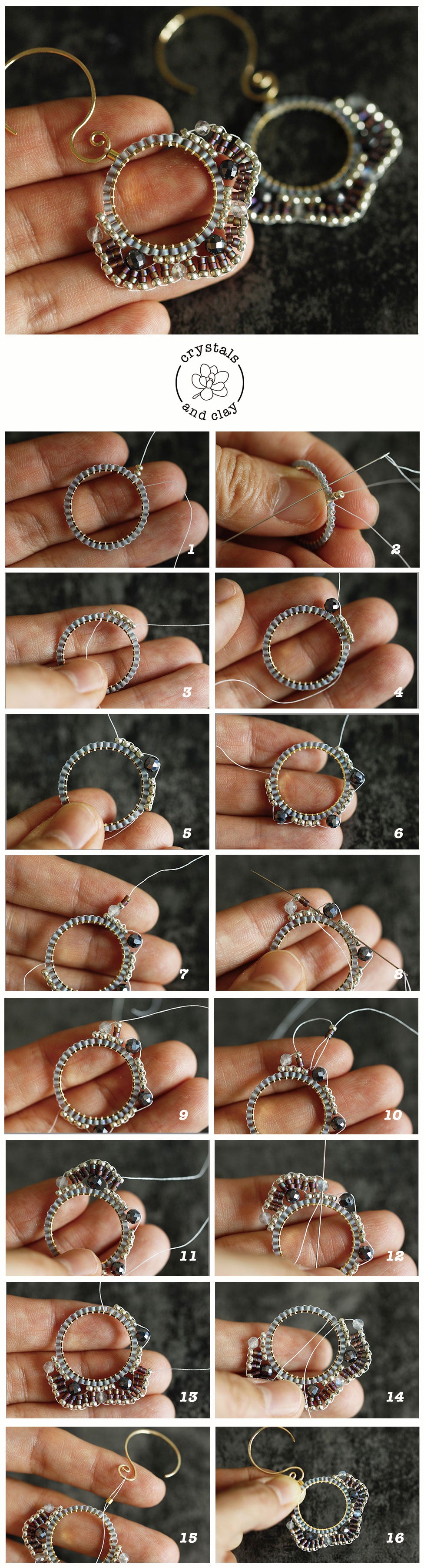 scallop pattern beaded earrings tutorial