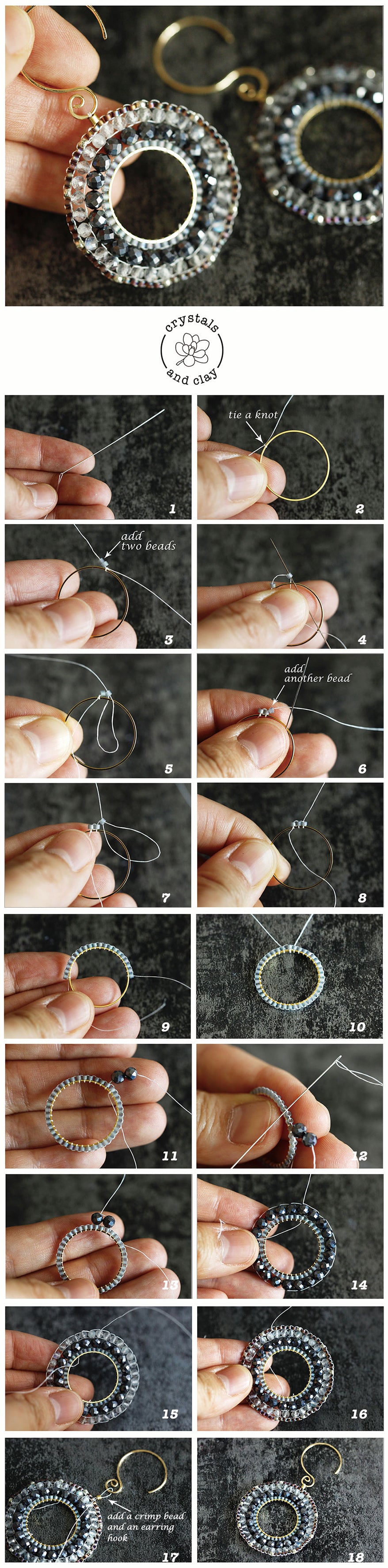 circular brick stitch beaded hoop earrings tutorial
