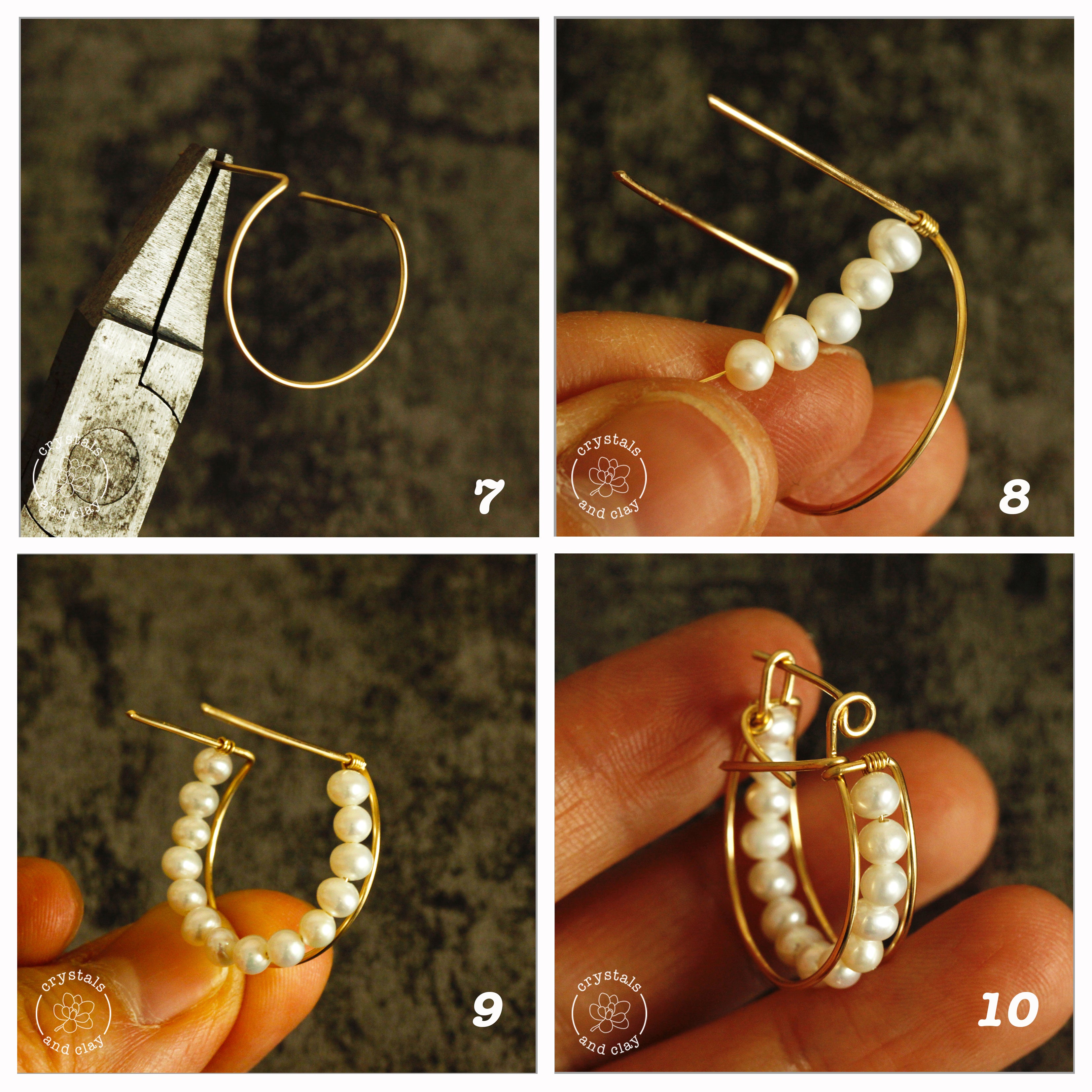 how to make the wire wrapped pearl earrings