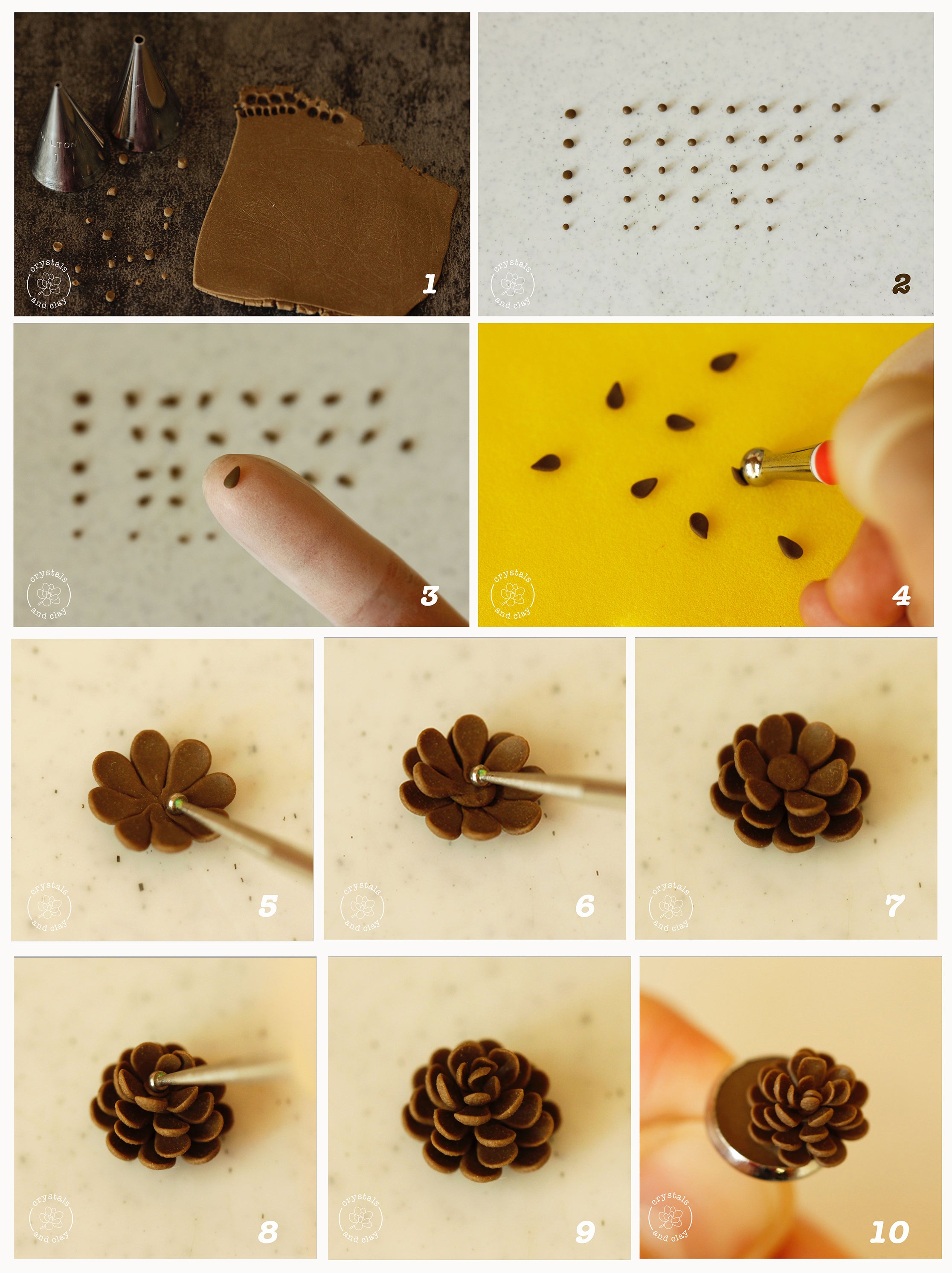 how to make polymer clay pinecone