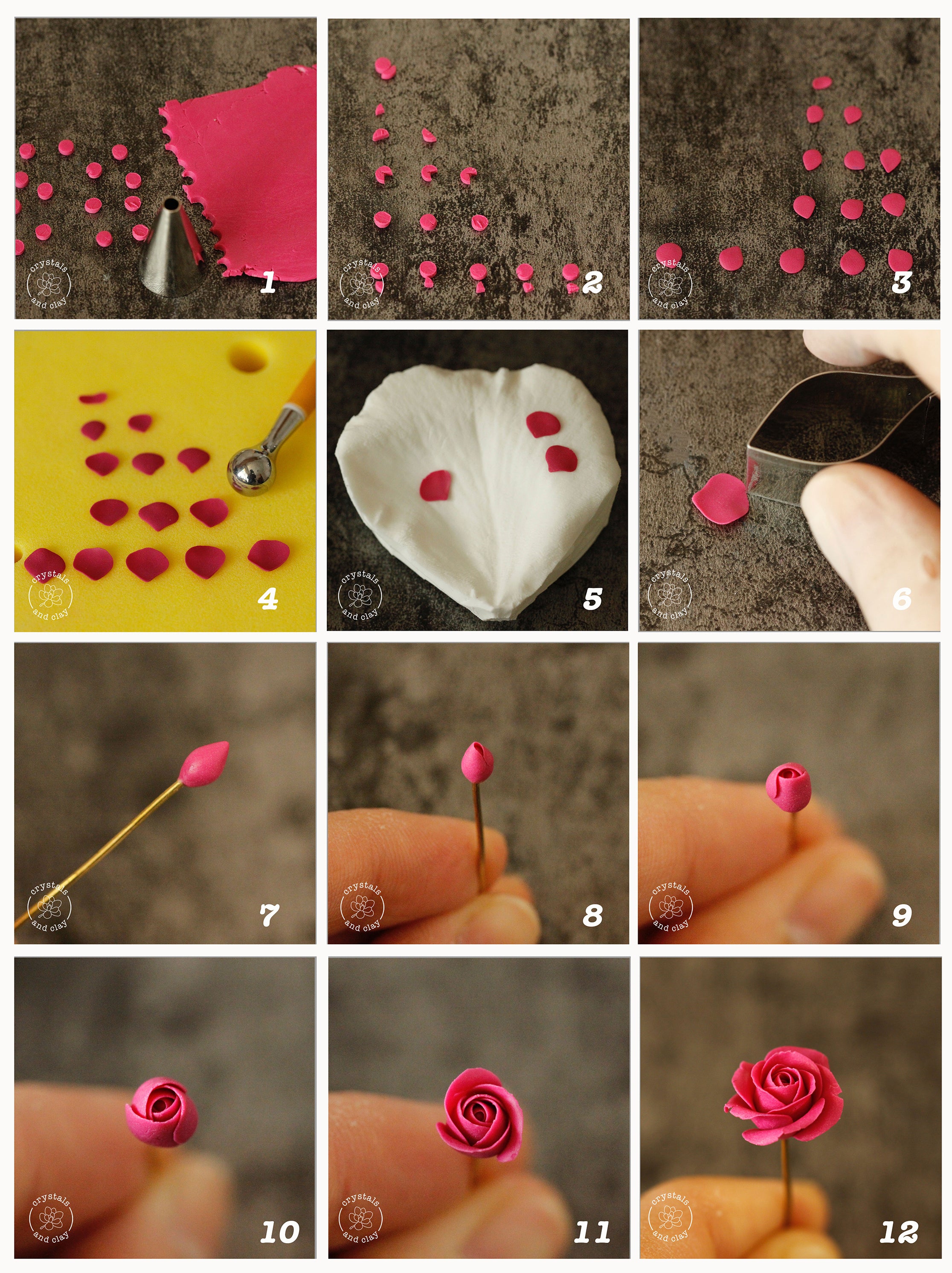 Learn to make 8 different types of polymer clay flowers and plants