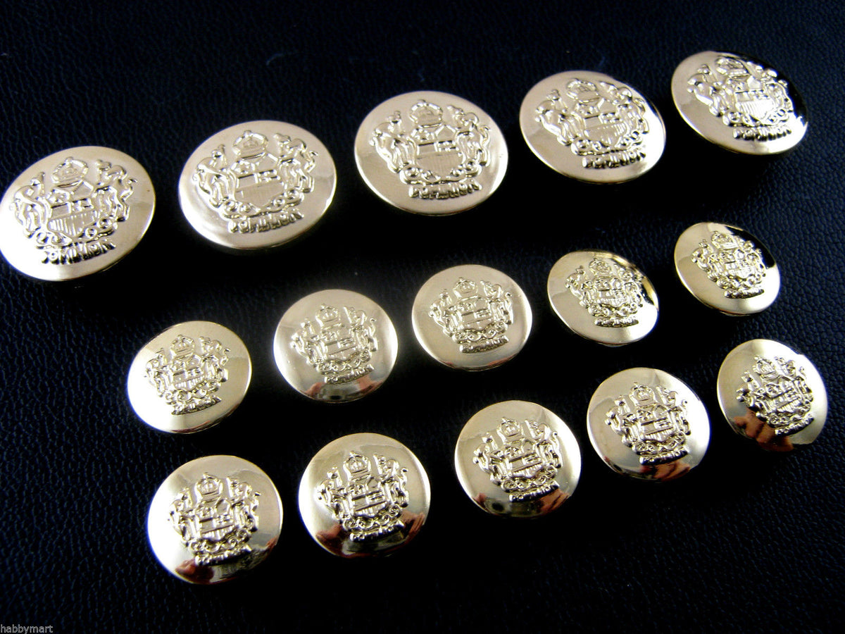 A Set of Gold Plastic Crested Blazer Buttons – ThreadandTrimmings
