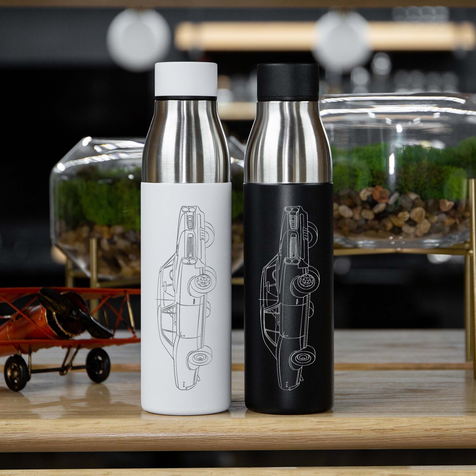 Cars Land Neon Lights Stainless Steel Water Bottle