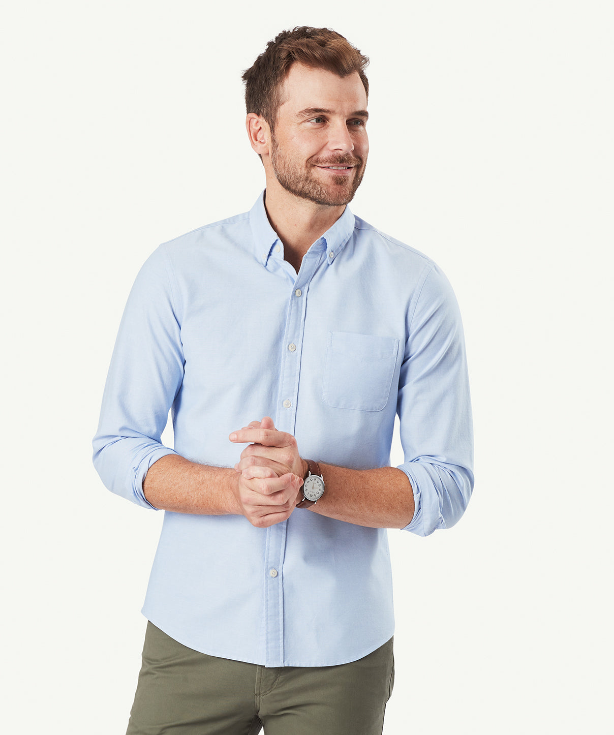 Tailored Casual Oxford Long Sleeve Shirt - Blue | Long Sleeve Shirts ...
