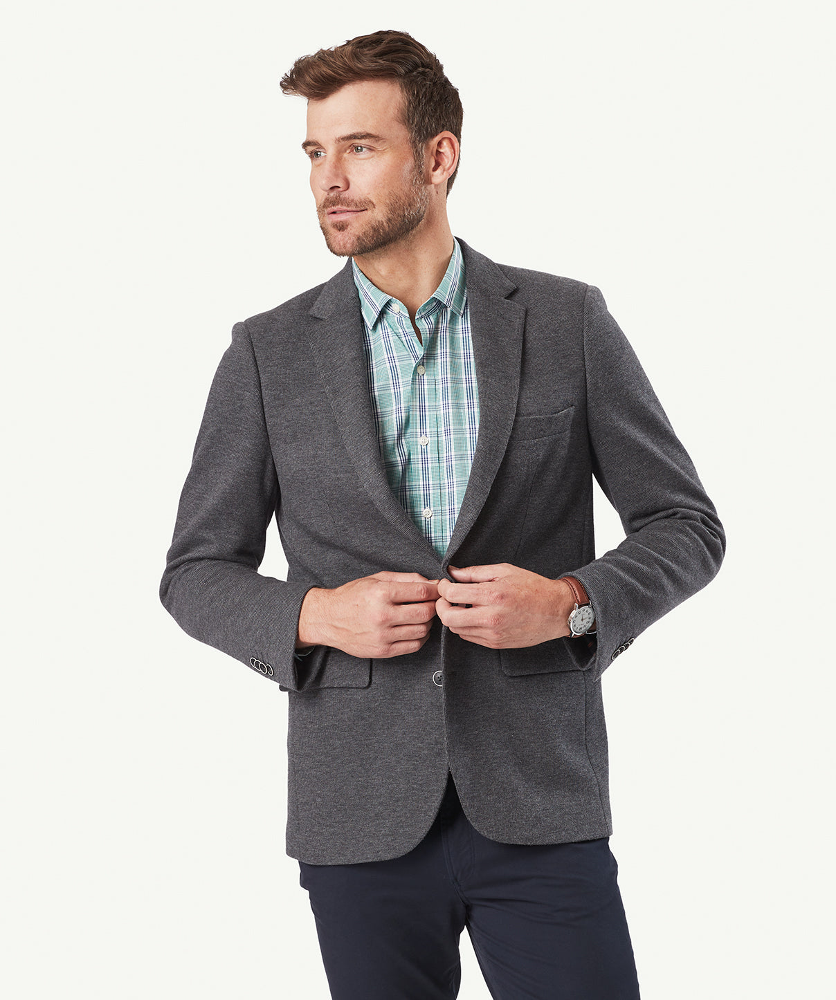 Birdseye Knit Sports Jacket - Grey Melange | Sports Jackets | GAZMAN