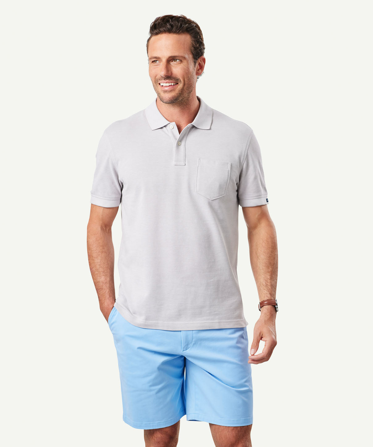 Oxford Pocket Polo Shirt - Pale Grey | Polos | GAZMAN