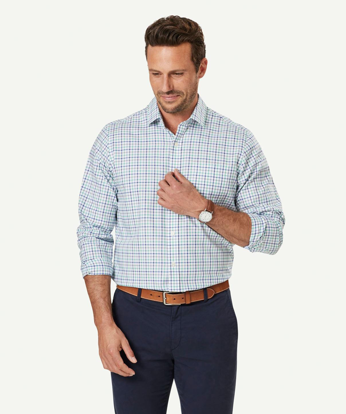 Easy Care Twill Check Long Sleeve Shirt Multi Check Long Sleeve Shirts Gazman