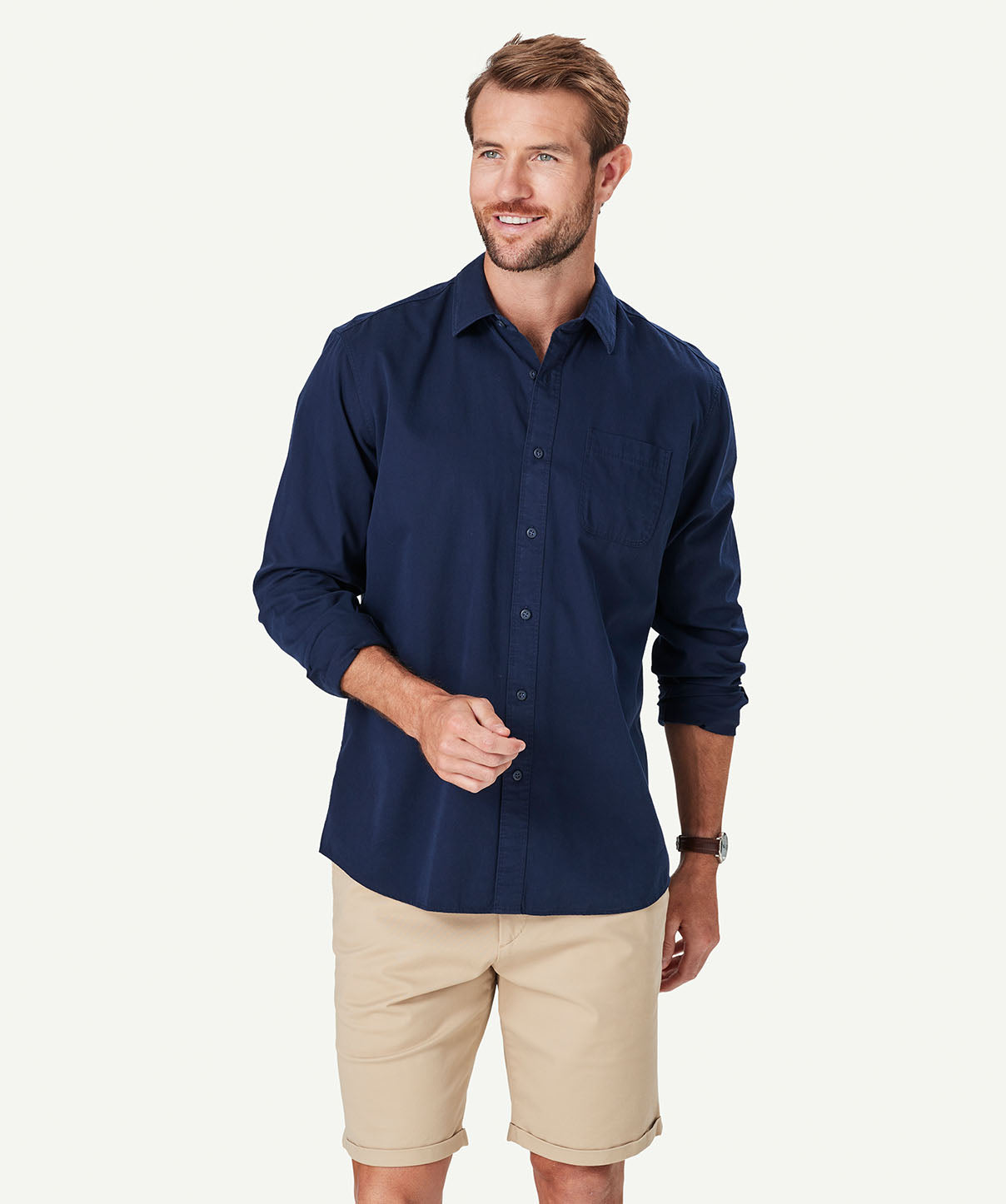 Authentic Twill Long Sleeve Shirt - Navy | Long Sleeve Shirts | GAZMAN