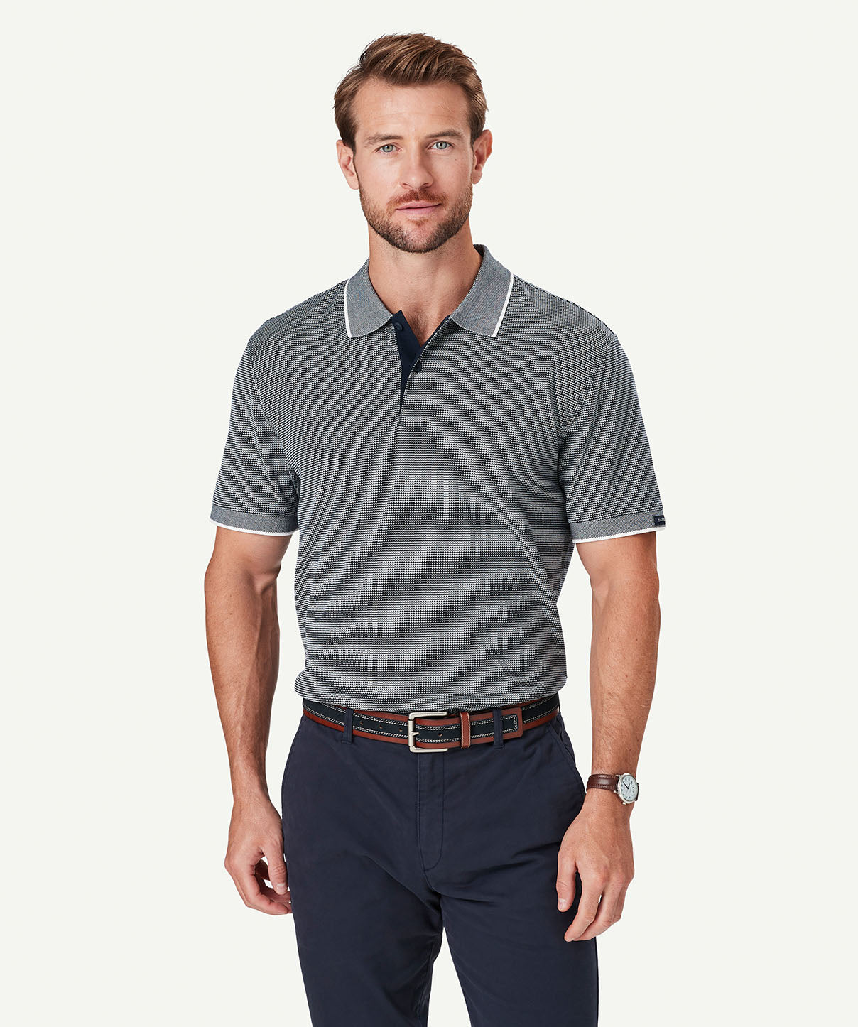 Smart Jacquard Polo - Navy | Polos | GAZMAN