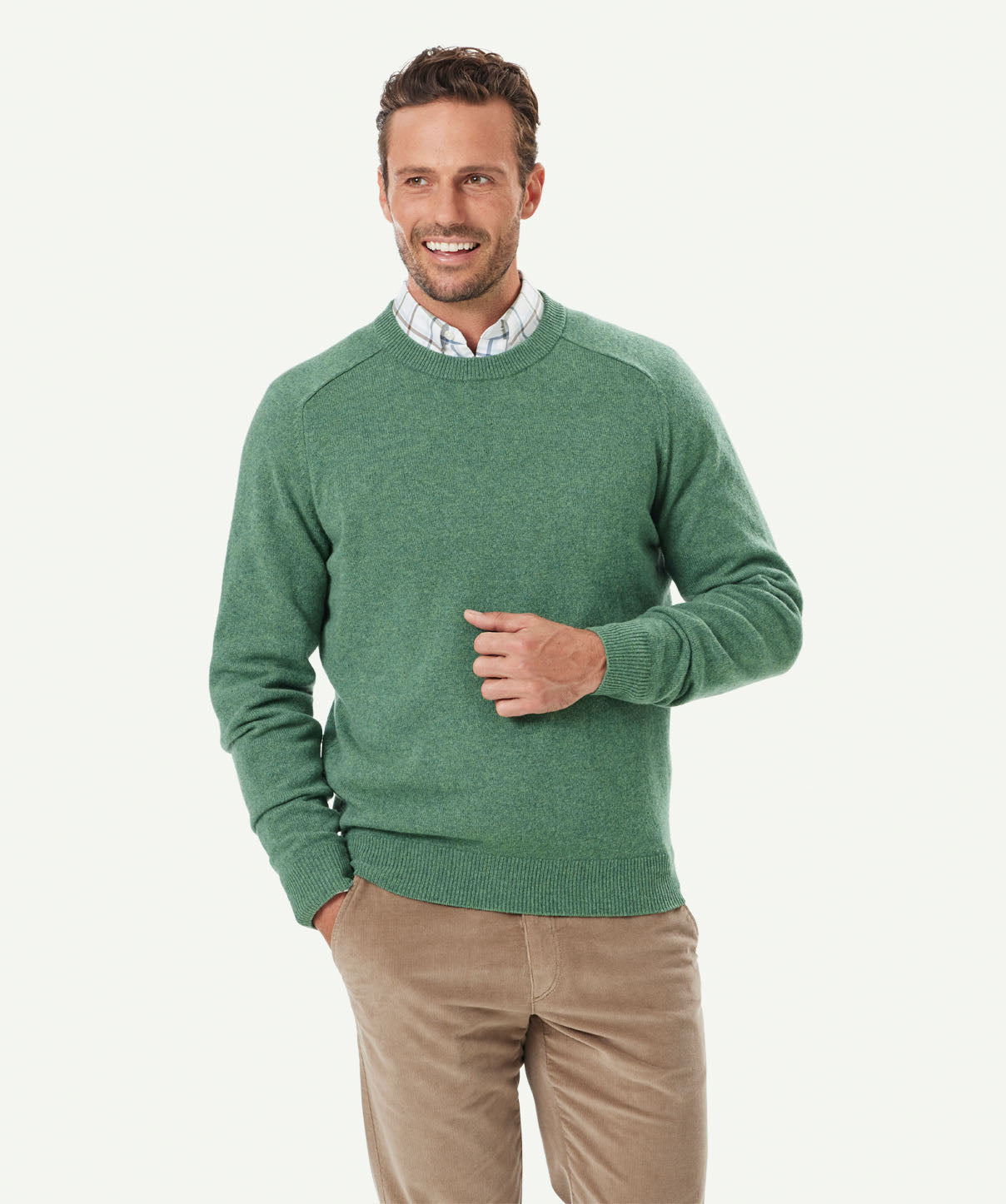 Lambswool Crew Neck Knit - Green | Knitwear | GAZMAN