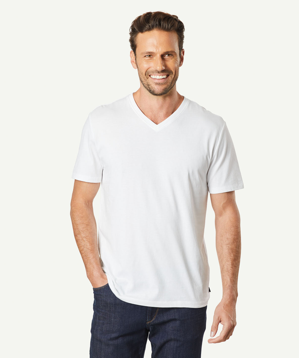 Basic V-Neck T-shirt - White | T-Shirts | GAZMAN