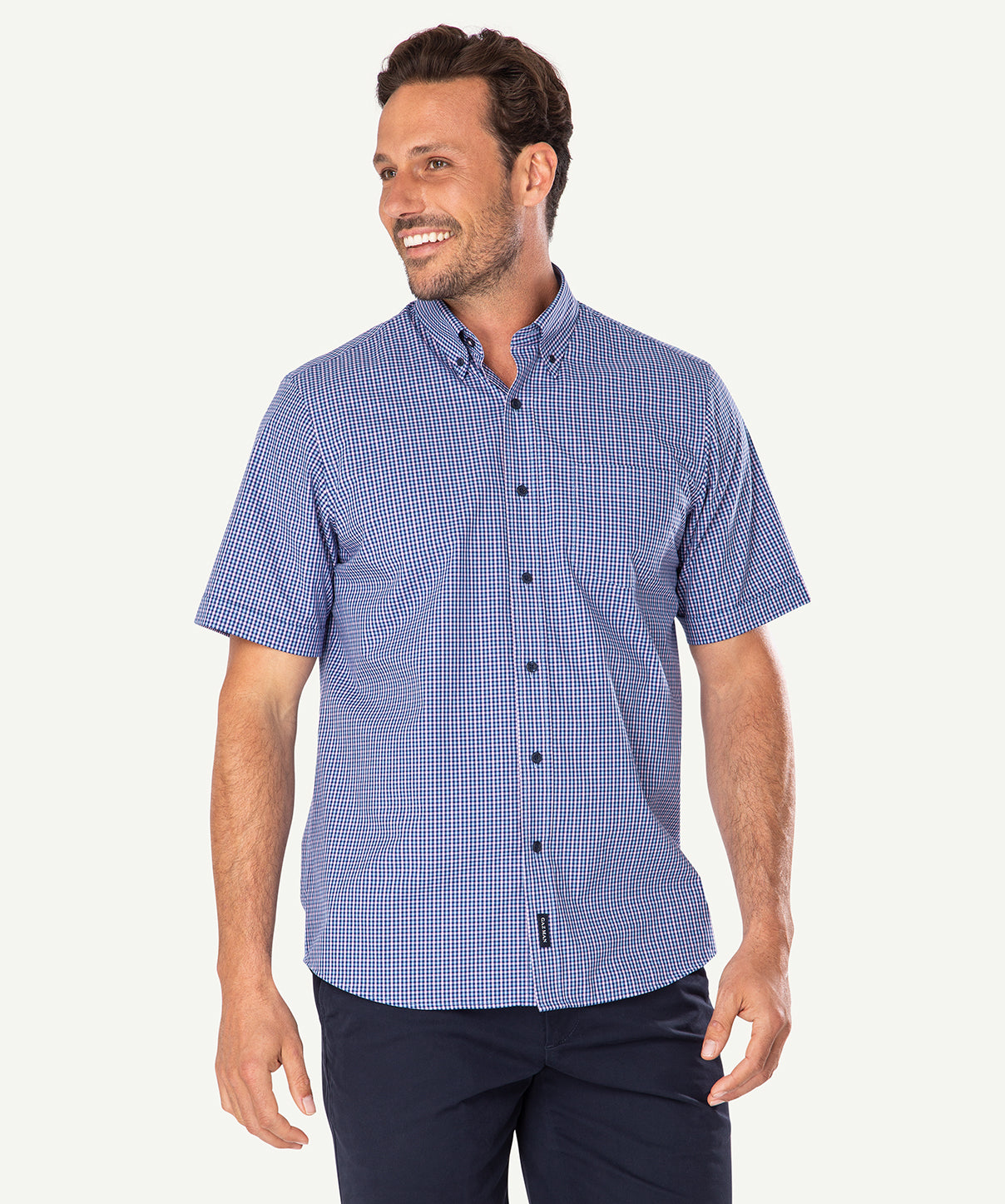 Easy Care Poplin Check Short Sleeve Shirt - Pink | Short Sleeve Shirts ...