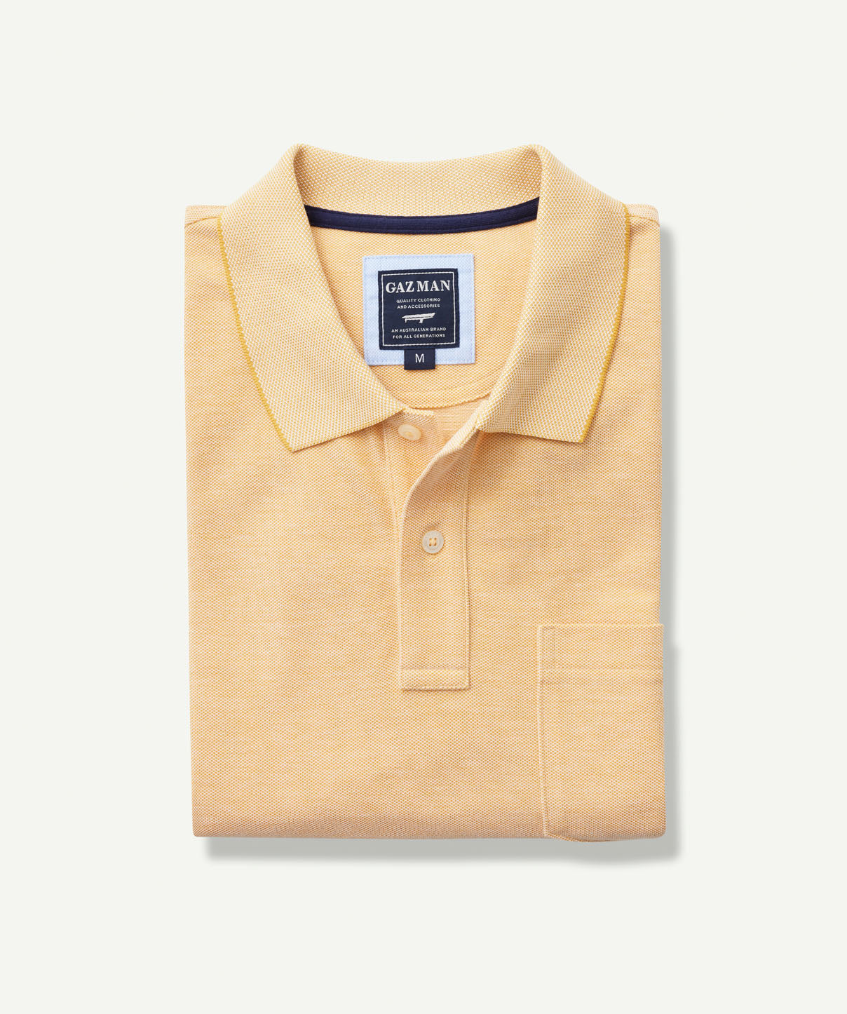 Oxford Pocket Polo Shirt - Amber Yellow | Polos | GAZMAN