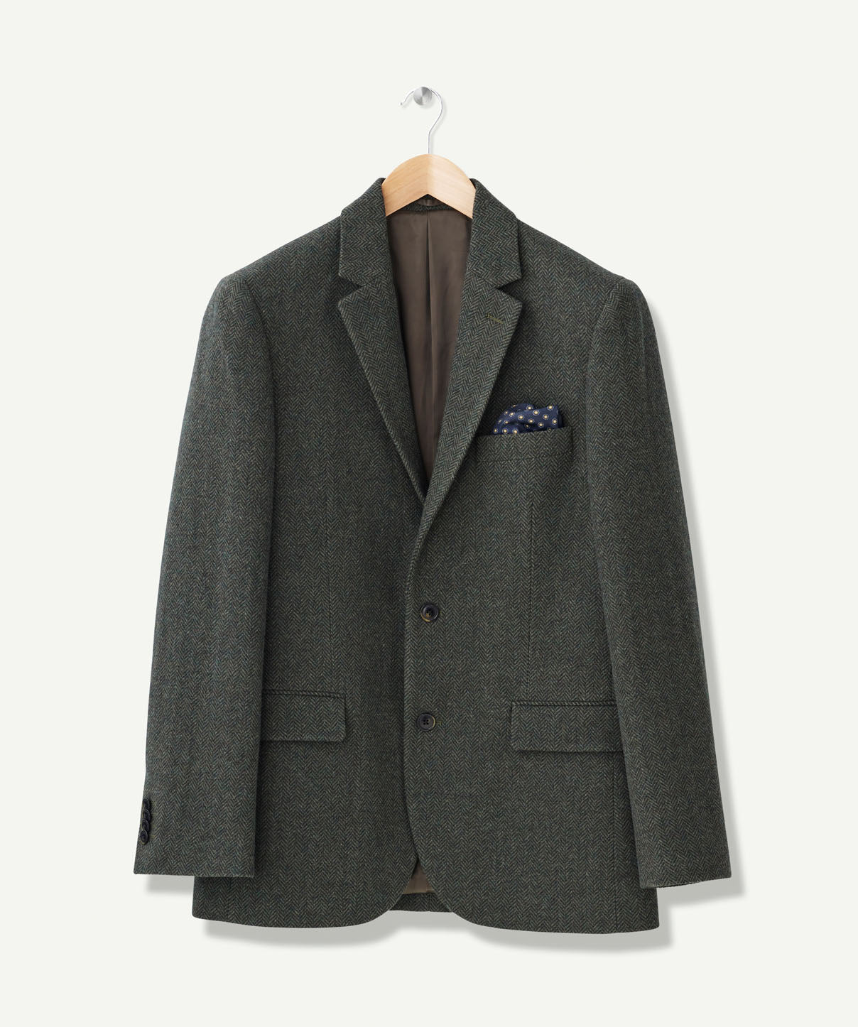 Wool Blend Herringbone Sports Jacket - Forest | Sports Jackets | GAZMAN