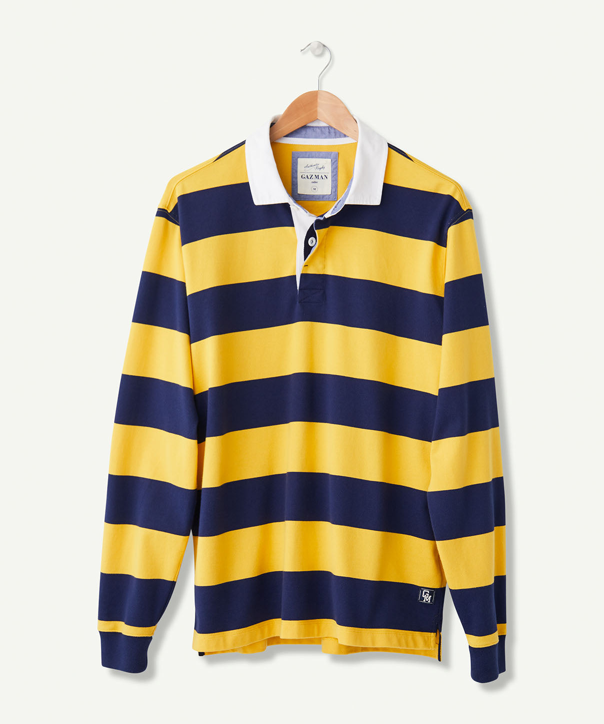 Block Stripe Rugby Jumper - Navy/Yellow | Sweats | GAZMAN
