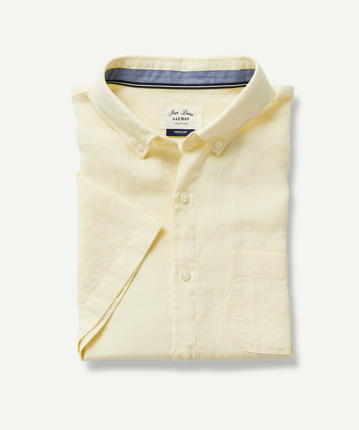Linen Plain Short Sleeve Shirt - Lemon | Short Sleeve Shirts | GAZMAN