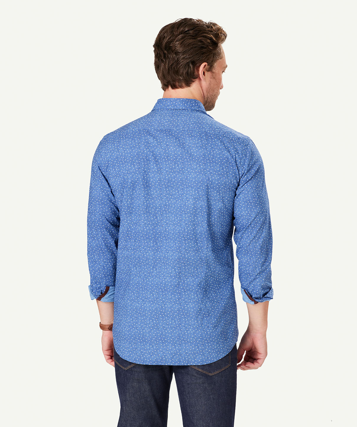 Tailored Casual Dot Print Long Sleeve Shirt - Dark Blue | Long Sleeve ...