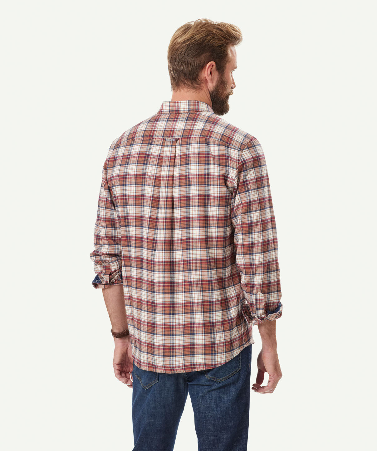 Brushed Twill Check Long Sleeve Shirt - Terracotta | Long Sleeve Shirts ...