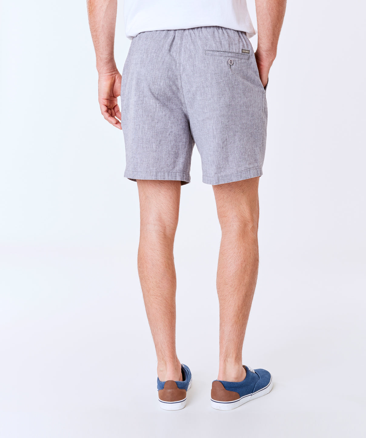 Linen & Cotton Throw On Short - Grey | Shorts | GAZMAN