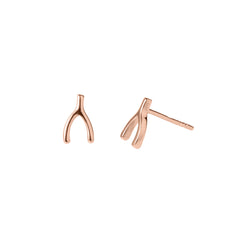 Photo of Rose Gold Wishbone Stud Earrings
