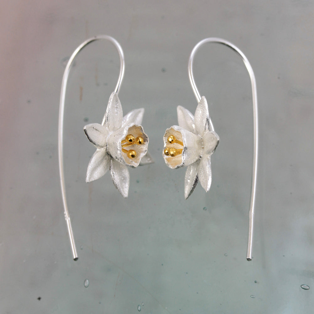 Silver Daffodil Hook Earring | Christin Ranger Jewellery