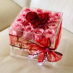 Square rose box with preserved roses that last for years flower arrangement for valentines day