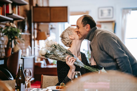 valentines day romantic dinner with preserved forever roses that last for years