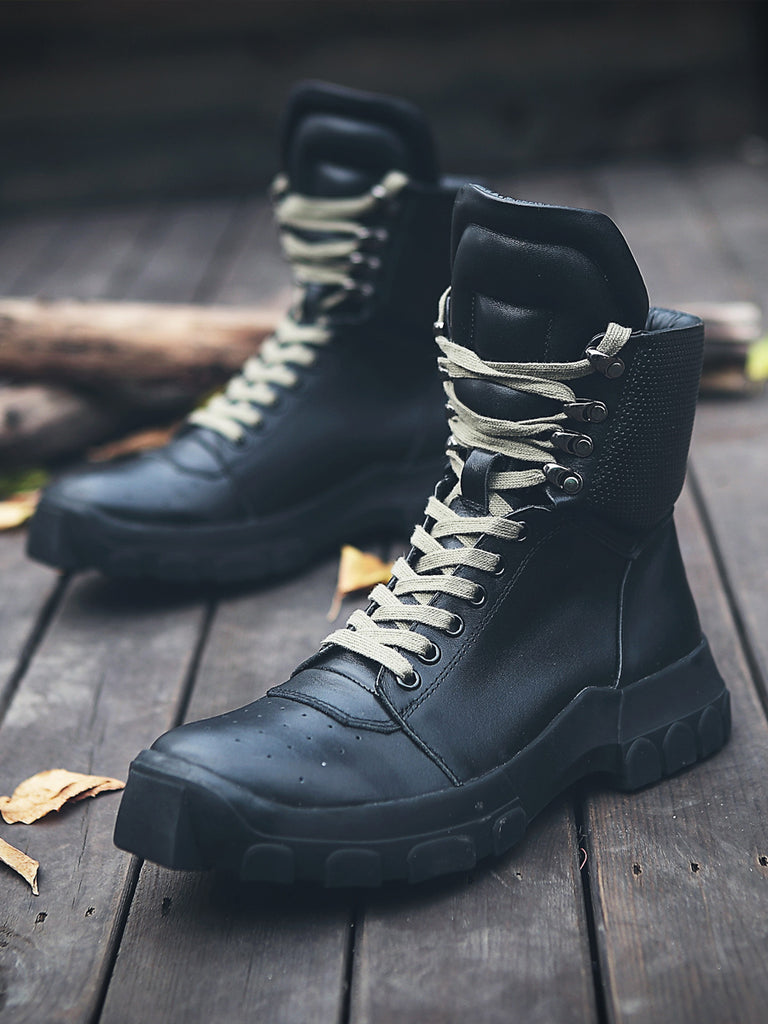 TYT TRENDY WATERPROOF LACE UP BOOTS IN BLACK – BOOPDOCOM