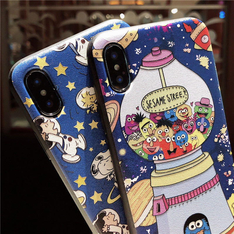 Sesame Street Snoopy Space Cartoon Print Silicone Iphone Case Boopdocom