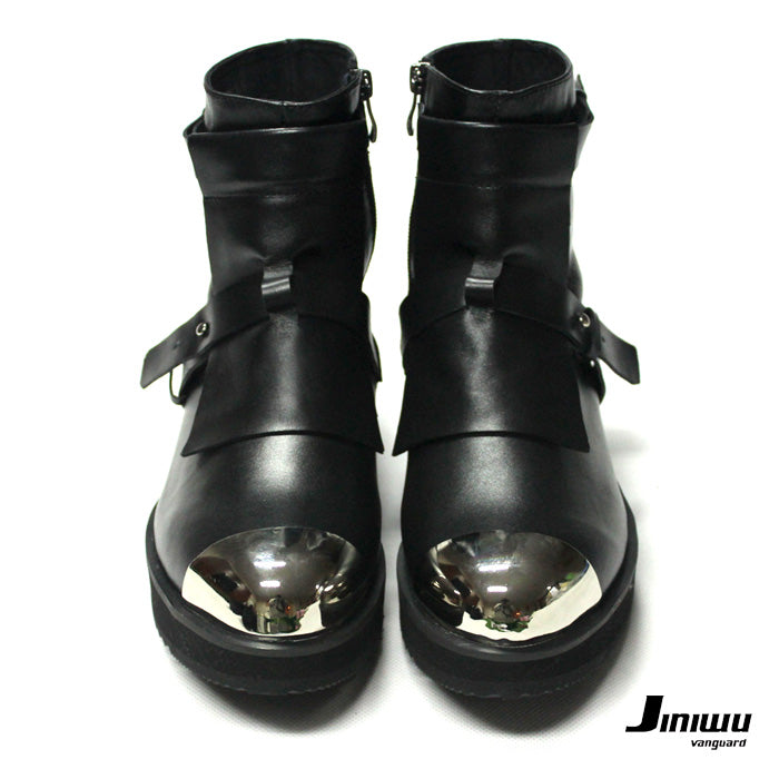 black painted ankle boots