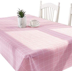 DITAO Pink Gingham Vinyl Tablecloth with Polyester Backing, Rectangle Waterproof Buffalo Plaid Checkered Table Cover for Picnic, Outdoor, Dining Room, Spring