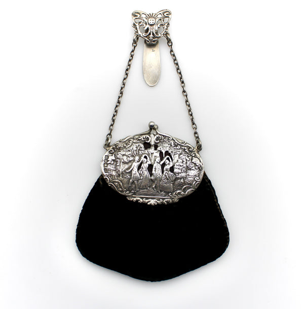 STERLING SILVER evening purse with sterling silver chain - Ashton