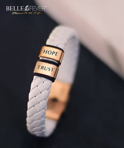 Personalised White Leather Bracelet