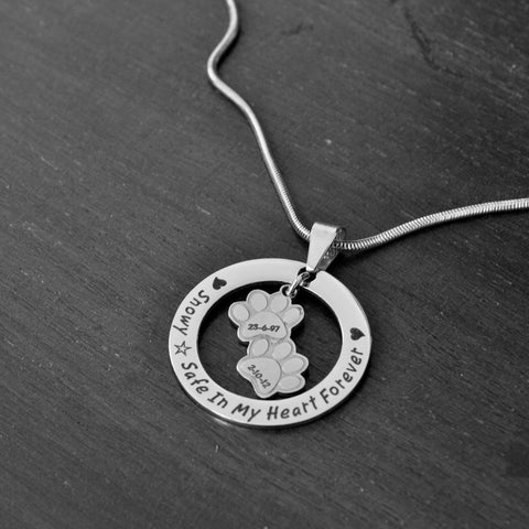 Paw Prints Washer Necklace