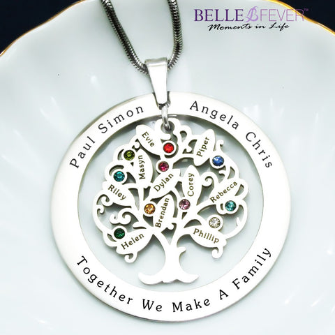 Tree of My Life Washer Birthstone Necklace