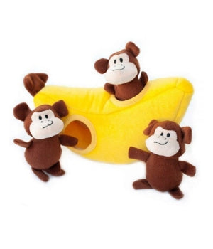 Zippypawz Zippy Burrow Monkey N’ Banana Hide and Seek Puzzle Dog Toy